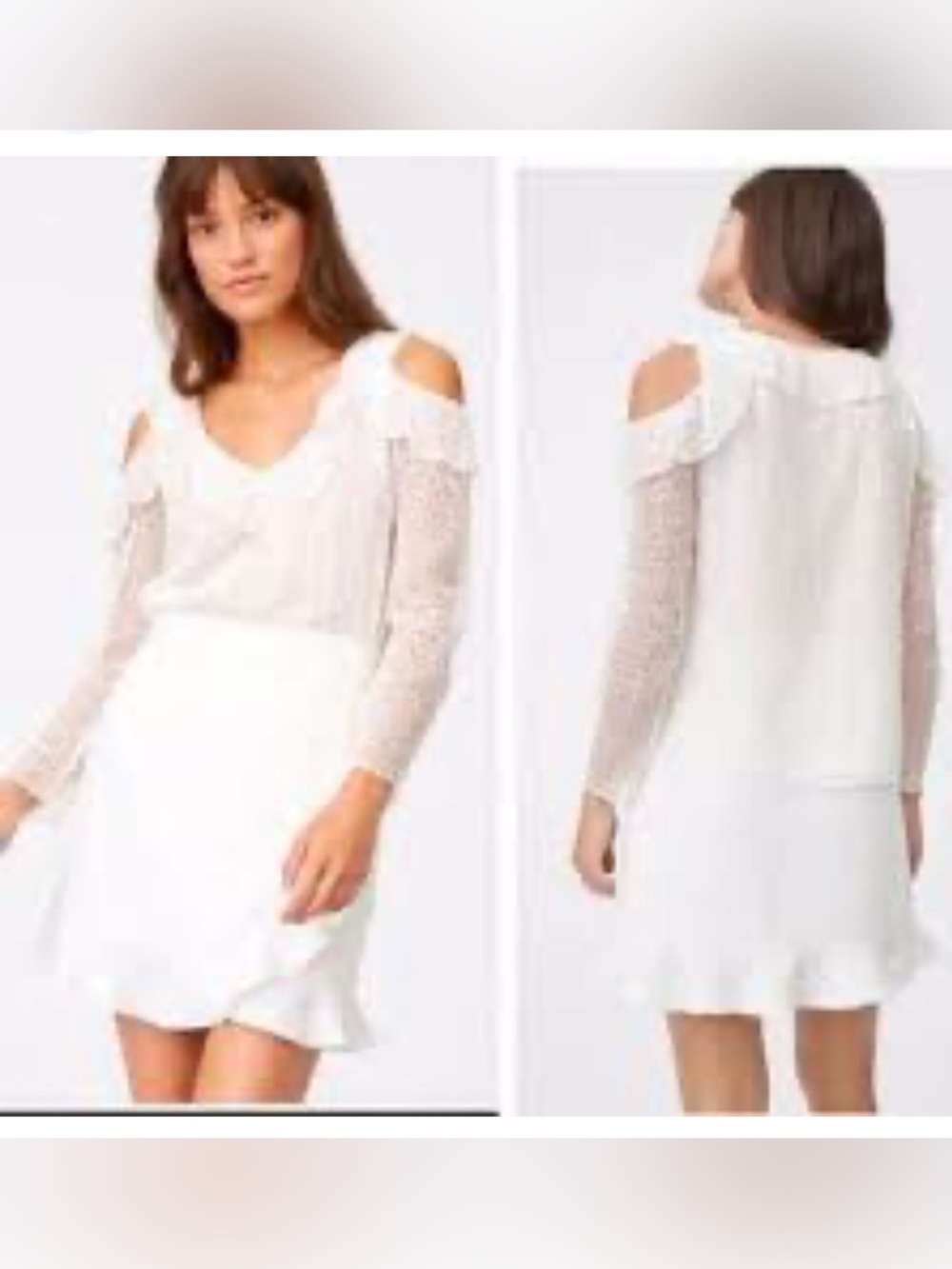 Club Monaco Cold-Shoulder top silk and lace